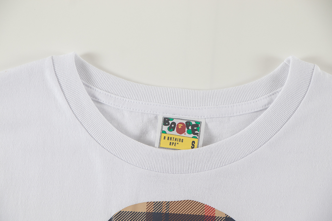 Bape 148 TOP Print Collar Short Sleeve T Black White S-XL - Image 14