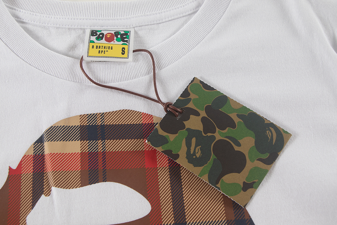 Bape 148 TOP Print Collar Short Sleeve T Black White S-XL - Image 17