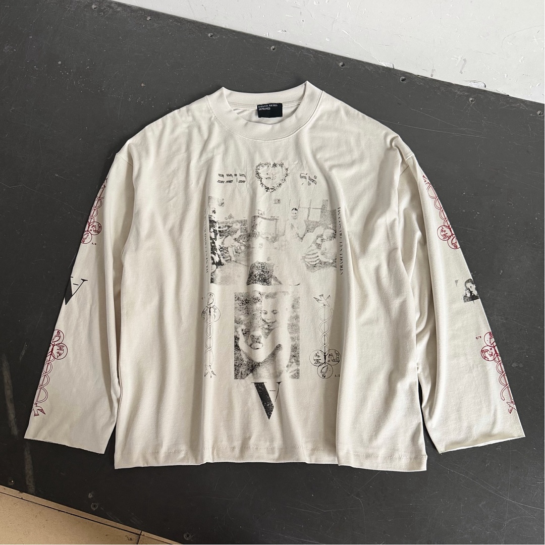 Enfants Riches Deprimes 138 Enfants Riches Deprimes Wide Collar Long Sleeve T : S M L XL Apricot - Image 5