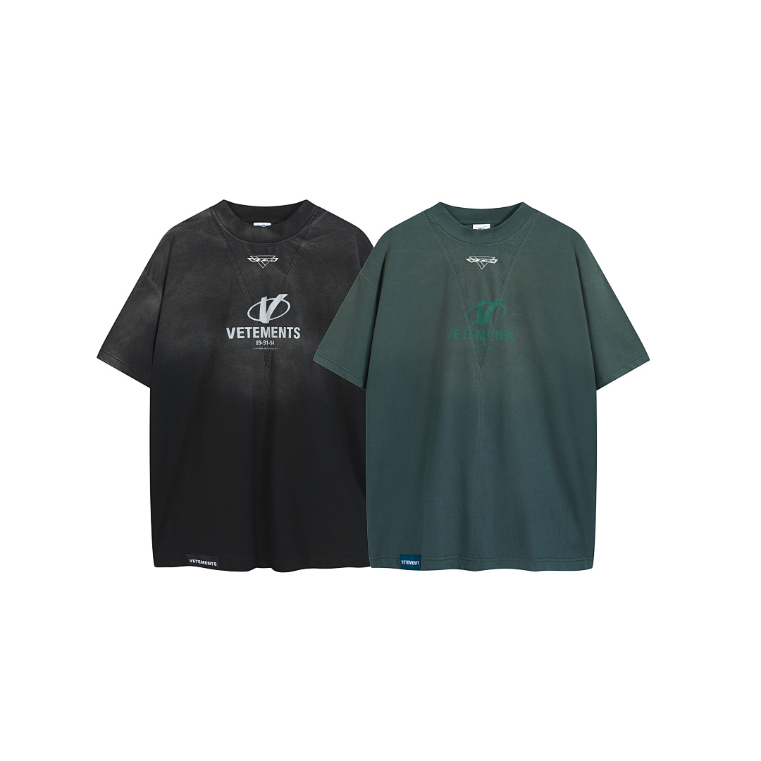 Unbranded 148 VETEMENTS Patchwork Wind Short Sleeve T Black Ink Green S-XL V5201#