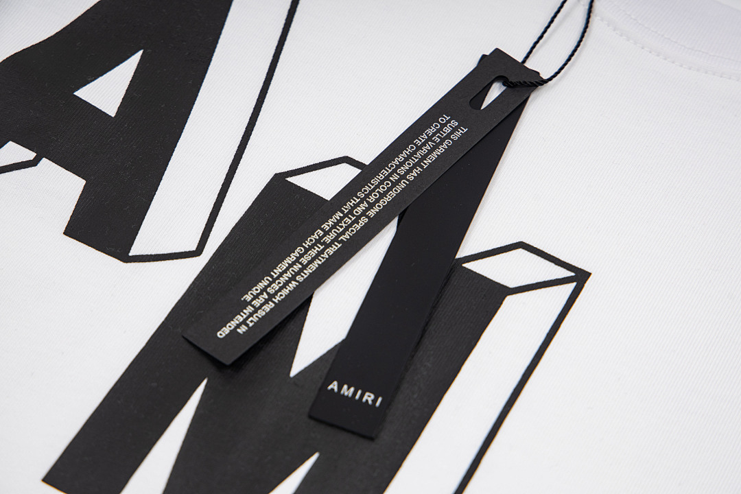 AMIRI 118 Wide Version Model Short Sleeve T Logo Print High Wind Black White S M L XL 9915# - Image 22