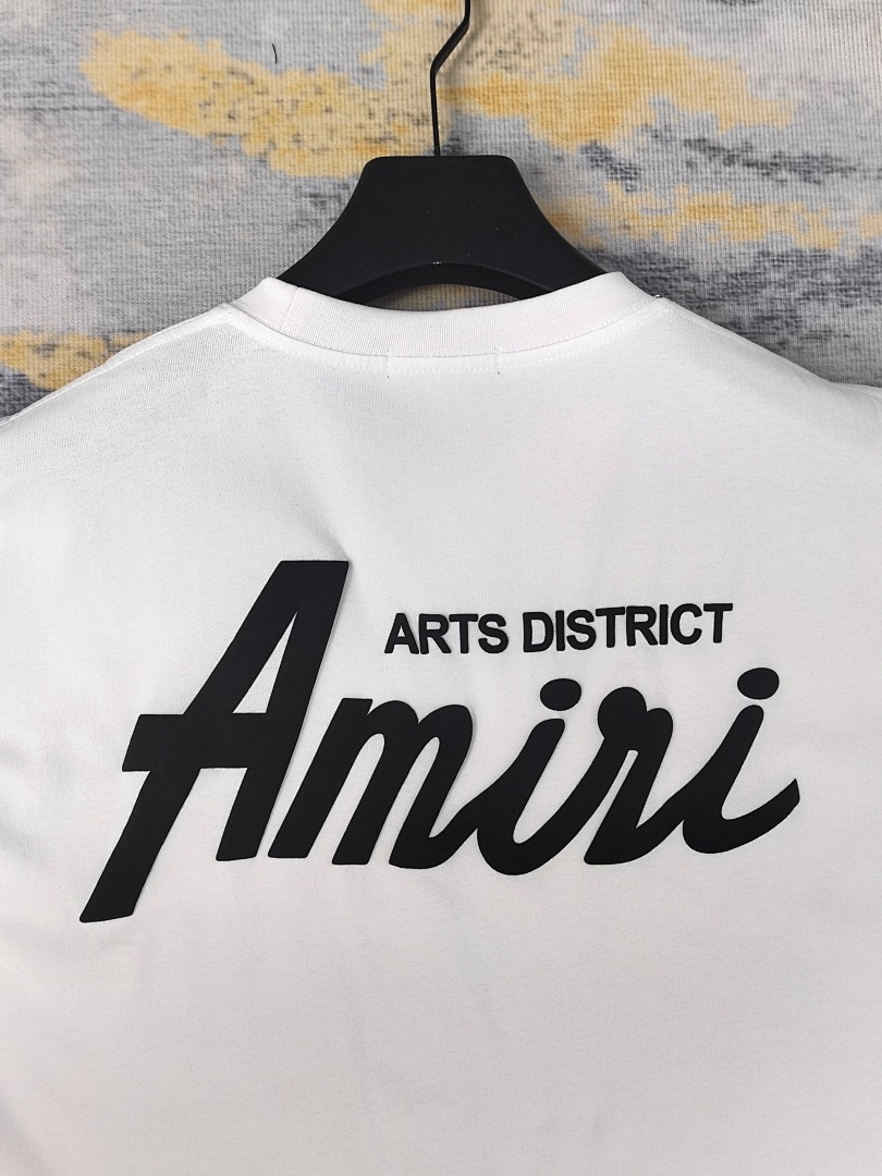 AMIRI 118 Wide Version Model Short Sleeve T Logo Print High Wind Black White S M L XL 9913# - Image 25