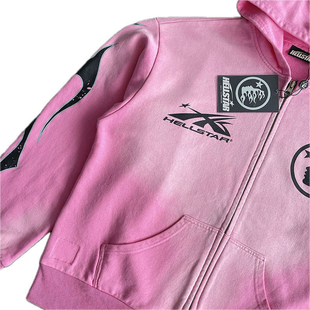 Hellstar 268 Hellstar Studios Vintage Washed Hoodie Big Logo Water Mens Womens Pink S-M-L-XL - Image 4