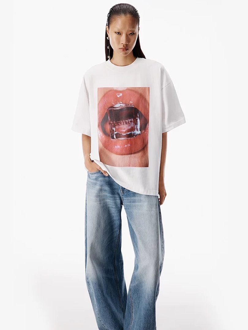 Celine 148 AW Big Red Ice Print Short Sleeve T White S-XL 8302# - Image 20