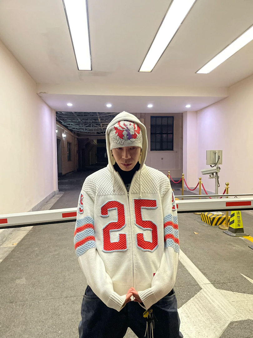 Supreme 538 SS25 FOOTBALL HOOD SWEATER Fleece Black White Blue S-XL - Image 69