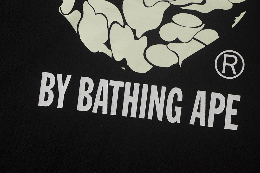 Bape 148 TOP Print Collar Short Sleeve Glow T Black White S-XL - Image 10
