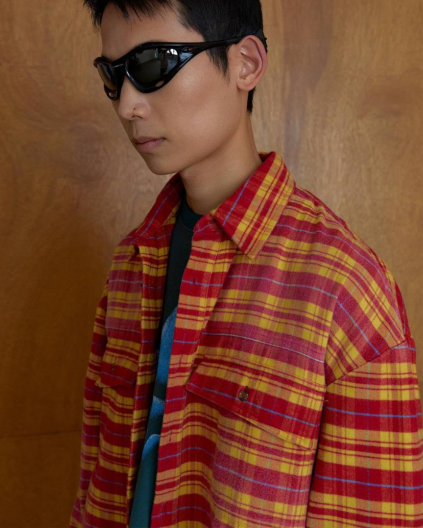 Unbranded 268 FAR FARFROMWHAT WASHED FLANNEL SHIRTS Water Ink Red Yellow S-L 3270# - Image 20