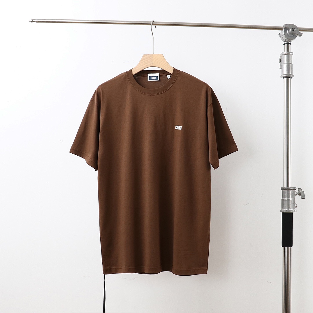 Adidas 128 KITH Summer Small LOGO Label Short Sleeve T : Black White Coffee Military Green Off Grey S M L - Image 13