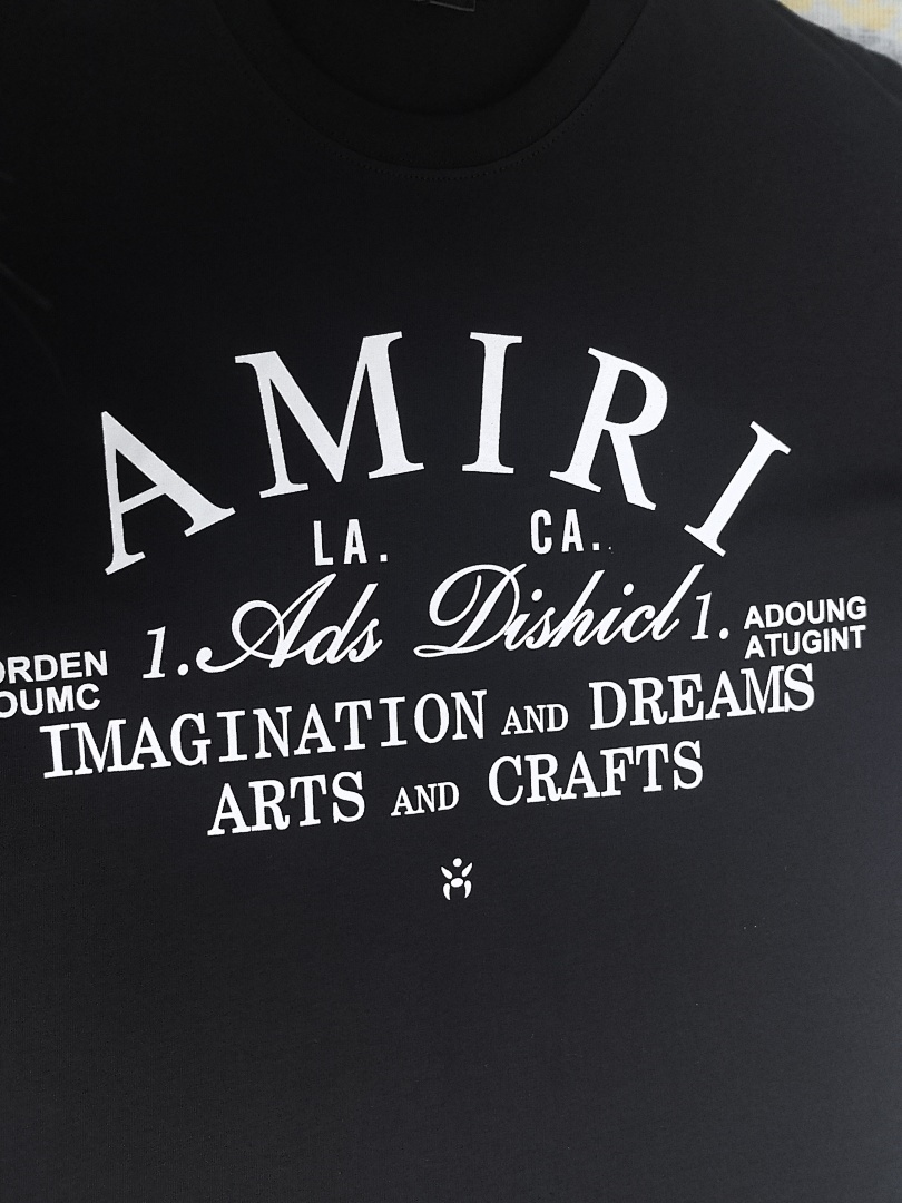 AMIRI 118 Wide Version Model Short Sleeve T Logo Print High Wind Black White S M L XL 9907# - Image 25