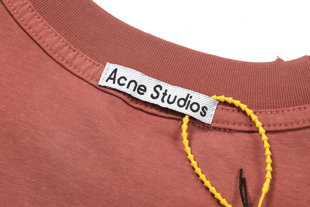Acne Studios 118 AC LOGO Print Short Sleeve T Black White Brick Red S-XL 8096# - Image 15
