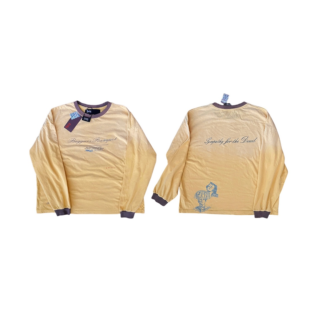 Unbranded 138 Paly Hollywood × Rolling Stones《Beggars Banquet》 Collab Long Sleeve T : Yellow S M L - Image 3