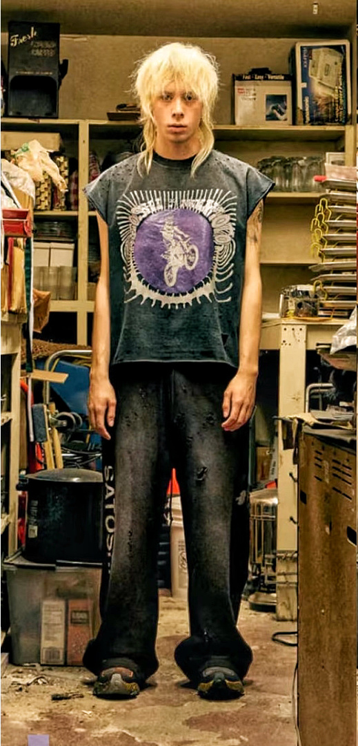 Unbranded 128 Satoshi Nakamoto Moto Rider Sleeveless Tee Sleeve : Washed Black S M L - Image 17