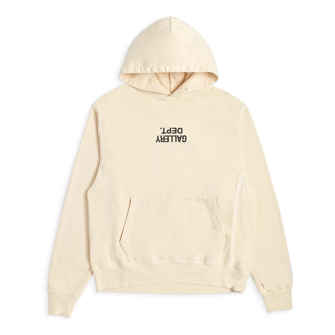 Gallery Dept 238 GALLERY DEPT. FUCKED UP LOGO HOODIE Print Fleece : Cream Apricot S M L