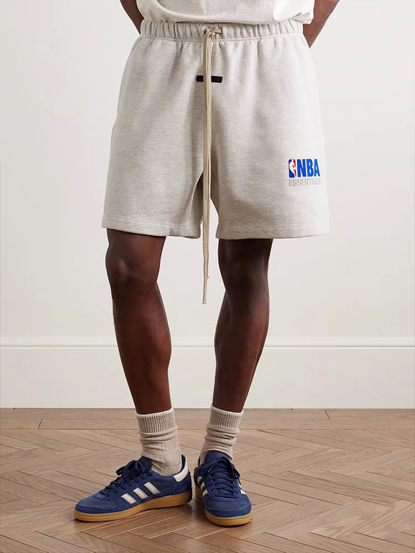 Essentials 178 Essx NBA Collab FW24 Sweatshorts Label Lace Up Short : Light Mist Grey Black :S-XL - Image 21