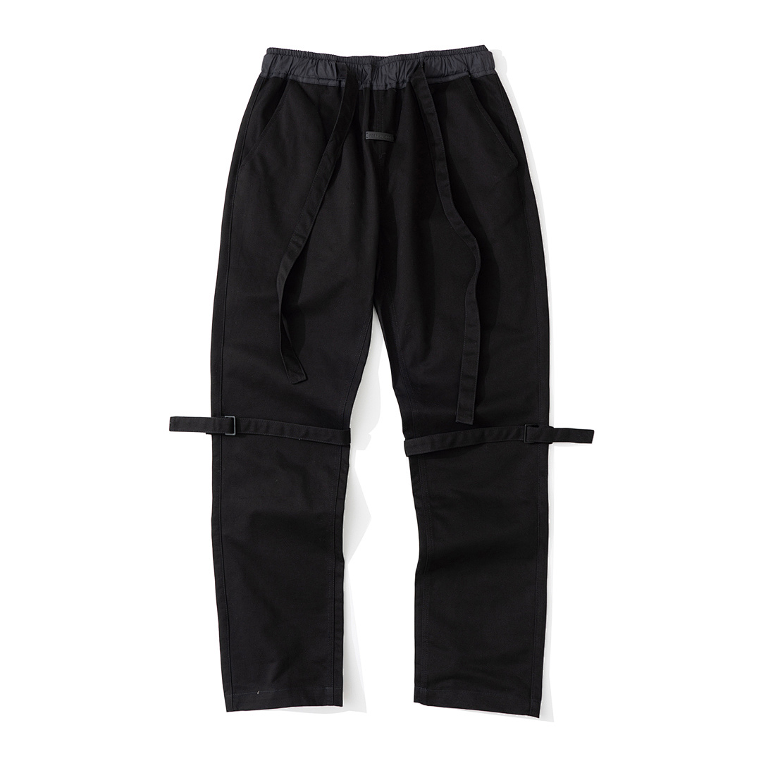 Essentials ON SALE128 FEAR OF GOD Bondage Pant Strap Lace Buckle Camel Khaki Black S-XL 6039# - Image 3