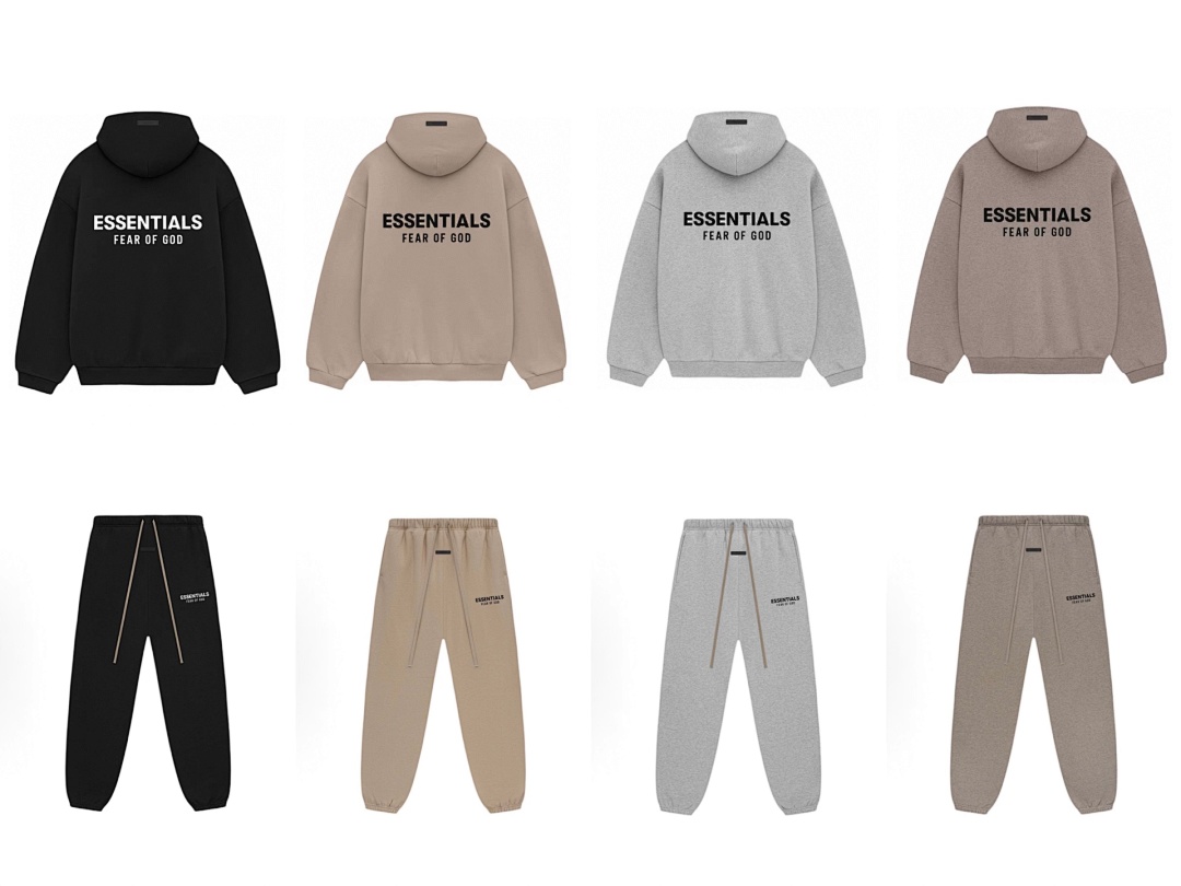 Essentials 178 Ess FALL24 HOLIDAY Fleece EssentialSweatpant Print Lace Up Velvet : Dark Mist Grey Light Black Desert Gold Brown :S-XL - Image 4