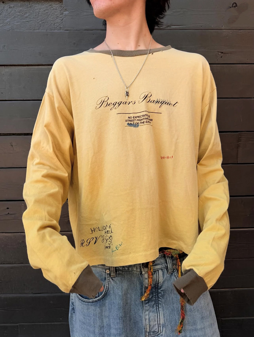 Unbranded 138 Paly Hollywood × Rolling Stones《Beggars Banquet》 Collab Long Sleeve T : Yellow S M L - Image 13