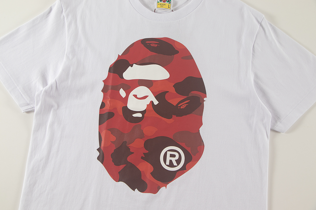 Bape 148 TOP Print Collar Short Sleeve T White S-XL - Image 6