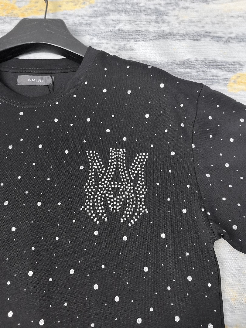 AMIRI 128 26Ss New Logo Diamond Starry Short Sleeve T Black White S M L XL 9928# - Image 30