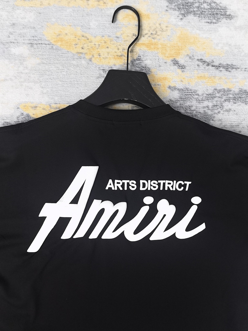AMIRI 118 Wide Version Model Short Sleeve T Logo Print High Wind Black White S M L XL 9913# - Image 35