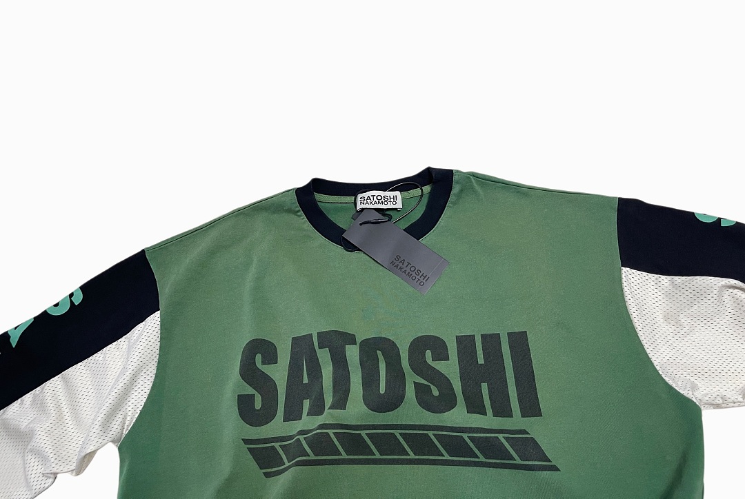 Unbranded 148 Satoshi Nakamoto Blue Patchwork Collar Long Sleeve : Green S M L - Image 7
