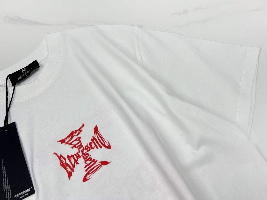 Off-White 118 REPRESENT New High Mens Womens Top Wide Short Sleeve : S M L XL Off (White) - Image 6