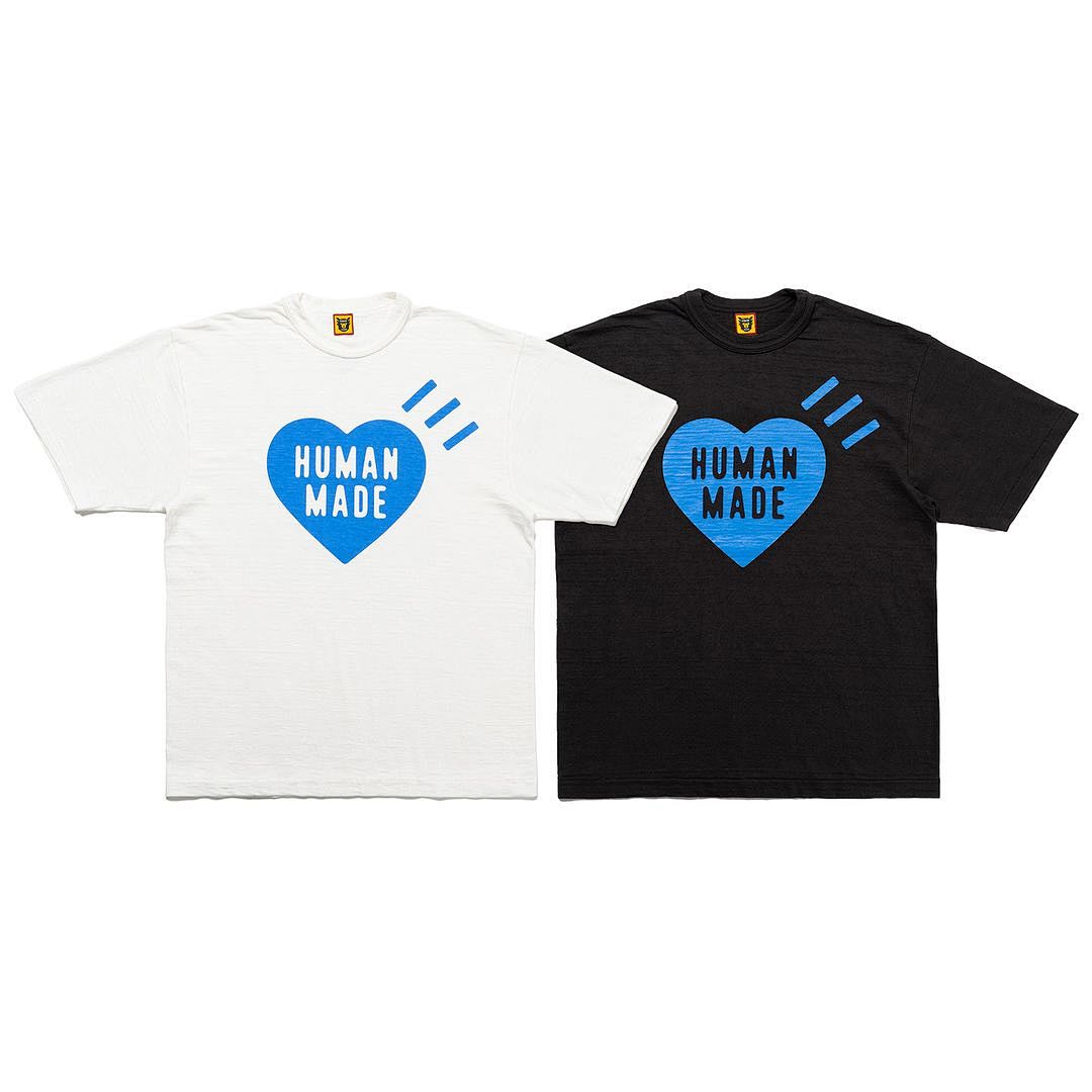 Human Made 108 HUMAN MADE HEART Limited Exclusive Print Cotton Short Sleeve T : White Yellow Black Pink Green Orange Blue Grey S-XL