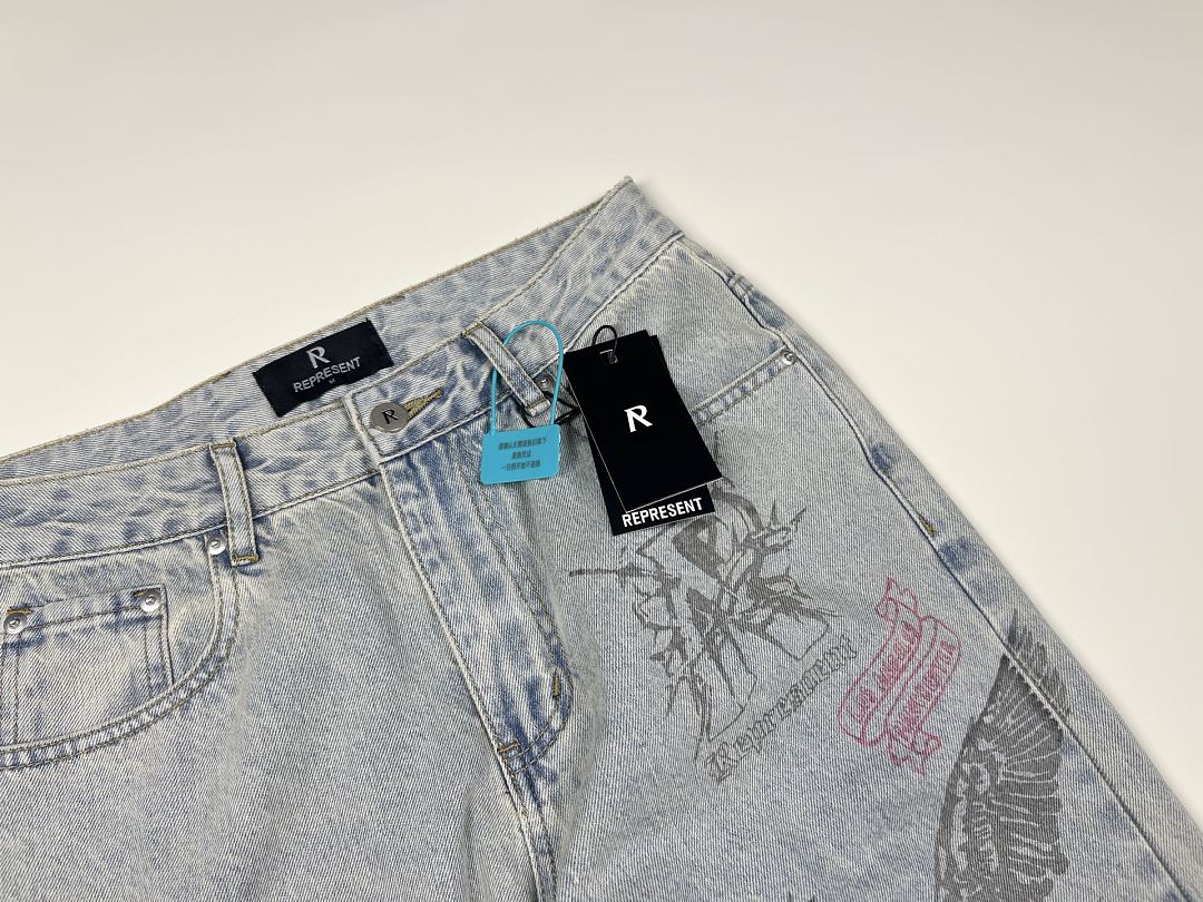 Represent 258 Represent Light Blue Washed Fleece Long : S M L XL - Image 8