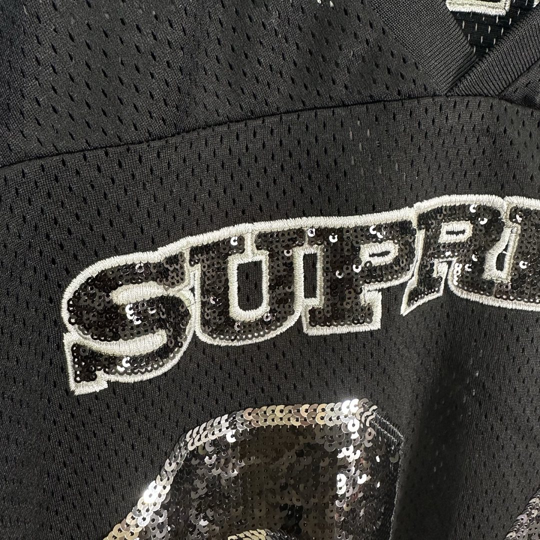 Supreme 258 SEQUIN FOOTBALL JERSEY Embroidered Black S-XL - Image 12