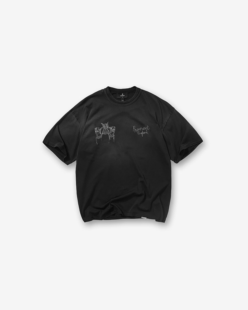 Jordan 138 Rrepresent Hand Drawn Thoroughbred T-Shirt Short Sleeve T : Washed Black White S M L - Image 21