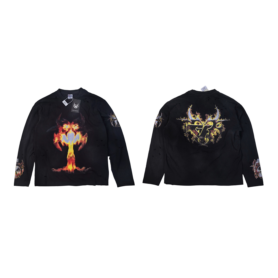Chanel 168 Chew Forever Fire Flame Long Sleeve : Water Black :S M L - Image 3