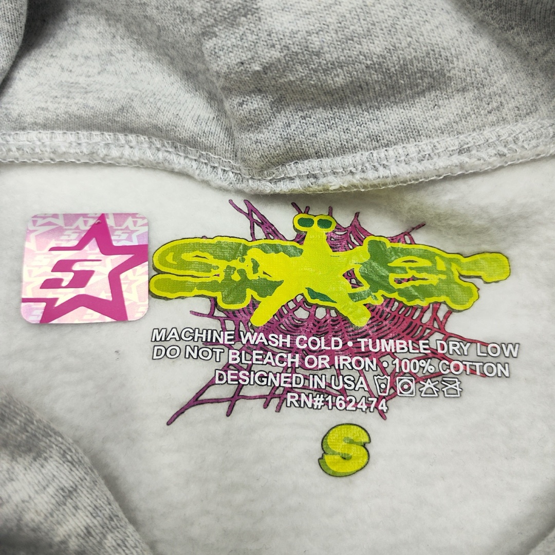 Sp5der FW24HOODIE Mens Womens Top White Grey : S-XXL - Image 7