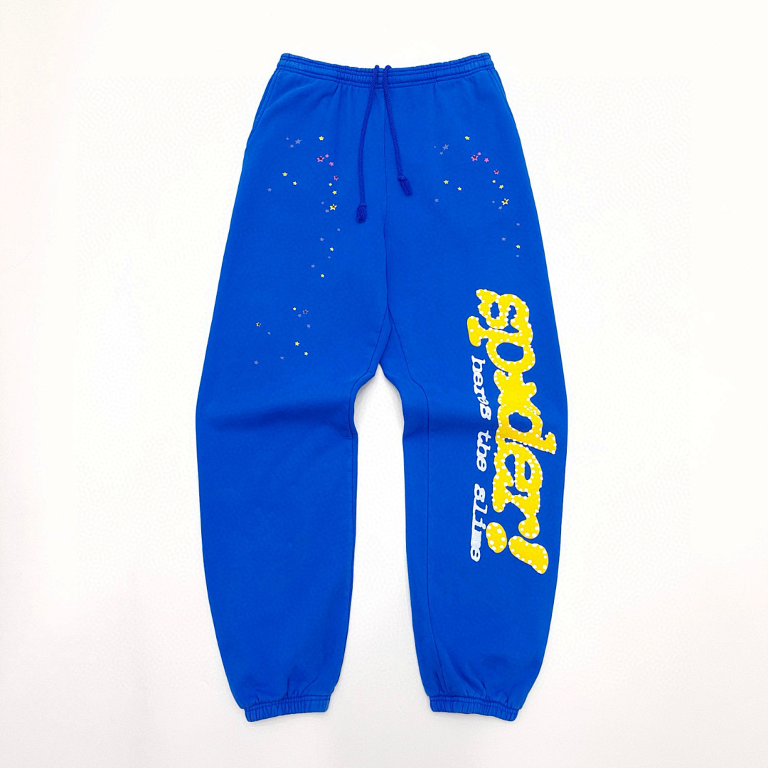 Sp5der FW23 SWEATS Mens Womens Long Blue : S-XXL