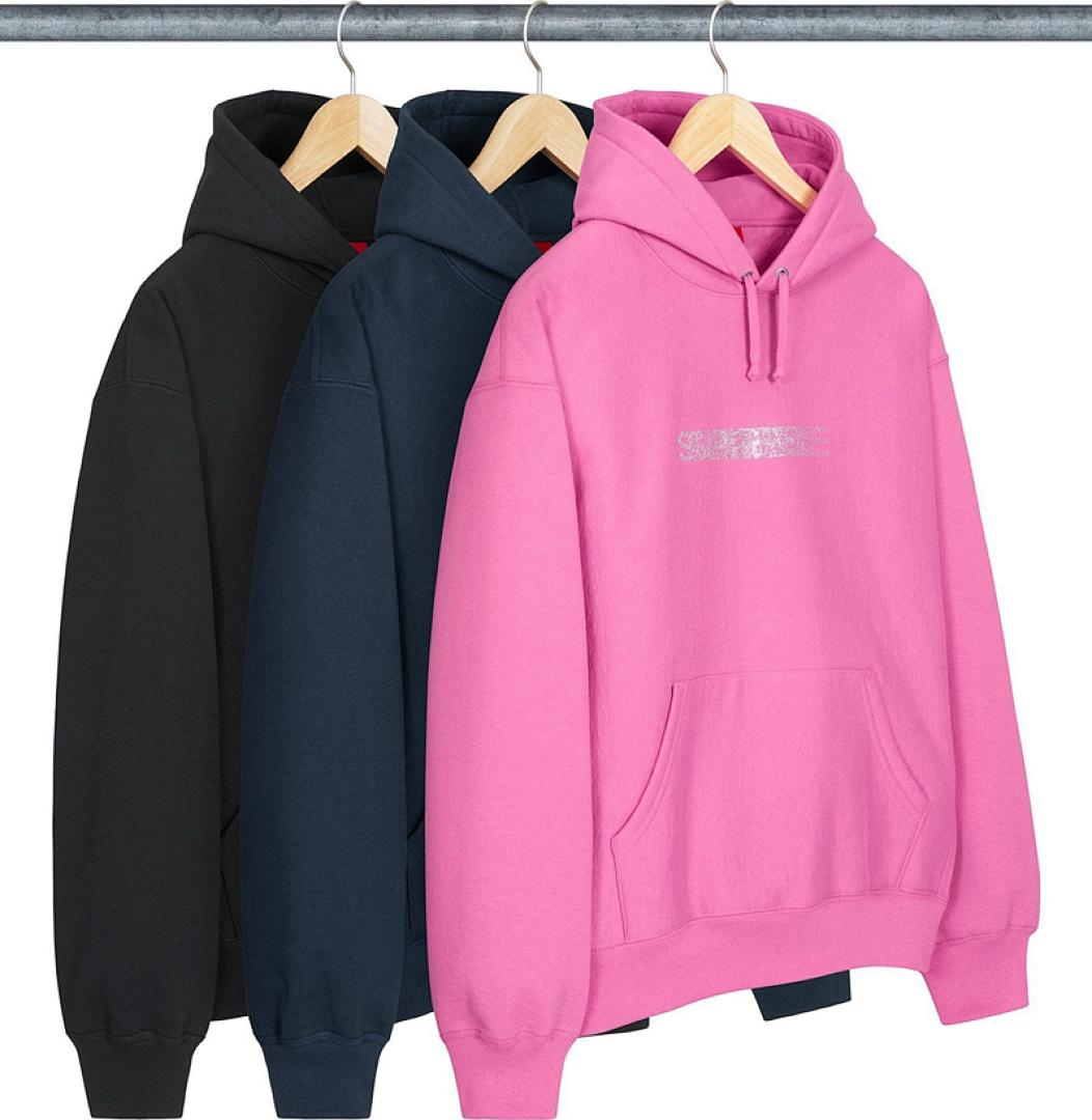 Supreme 328 SWAROVSKI® MOTION LOGO HOODED SWEATSHIRT Black Blue Red, S M L