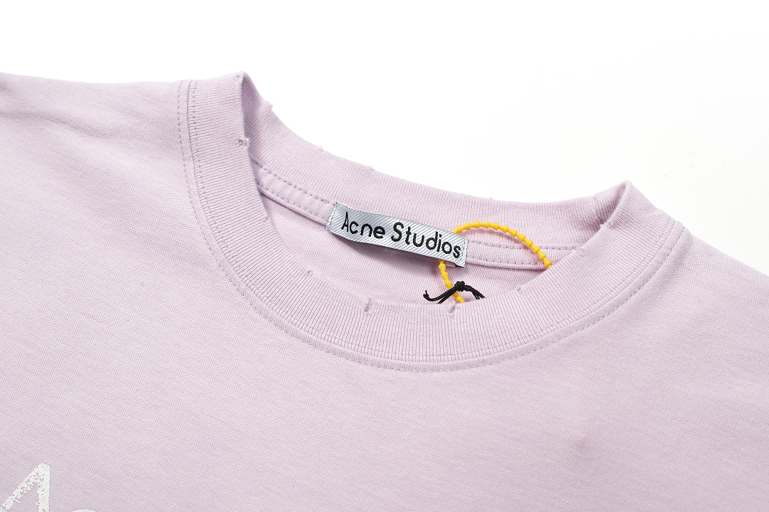 Acne Studios 118 AC LOGO Print Short Sleeve T Pink Floral Grey Black White Red Olive Green Dark Blue Spring Purple S-XL 8026# - Image 39
