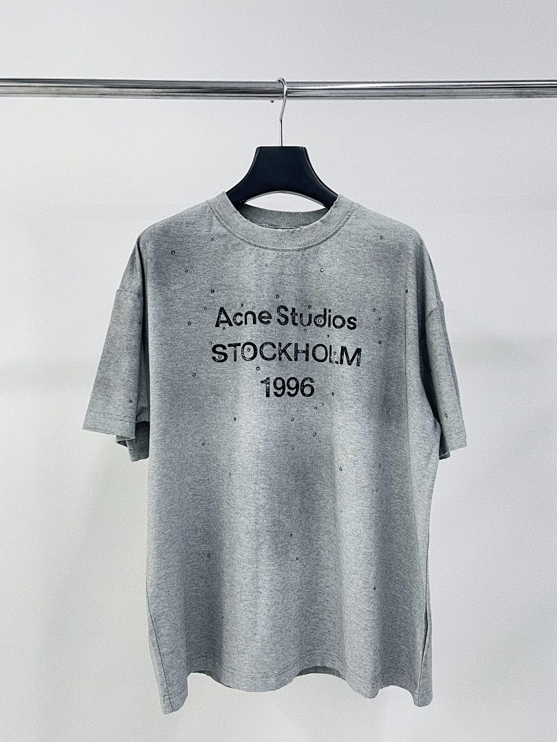 Acne Studios 138 AC Diamond LOGO Print Short Sleeve T White Grey Pink S-XL 8056# - Image 58