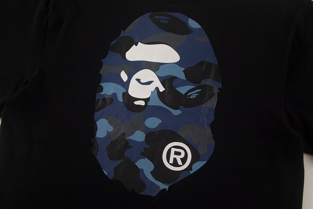 Bape 148 TOP Print Collar Short Sleeve T Black White S-XL - Image 8