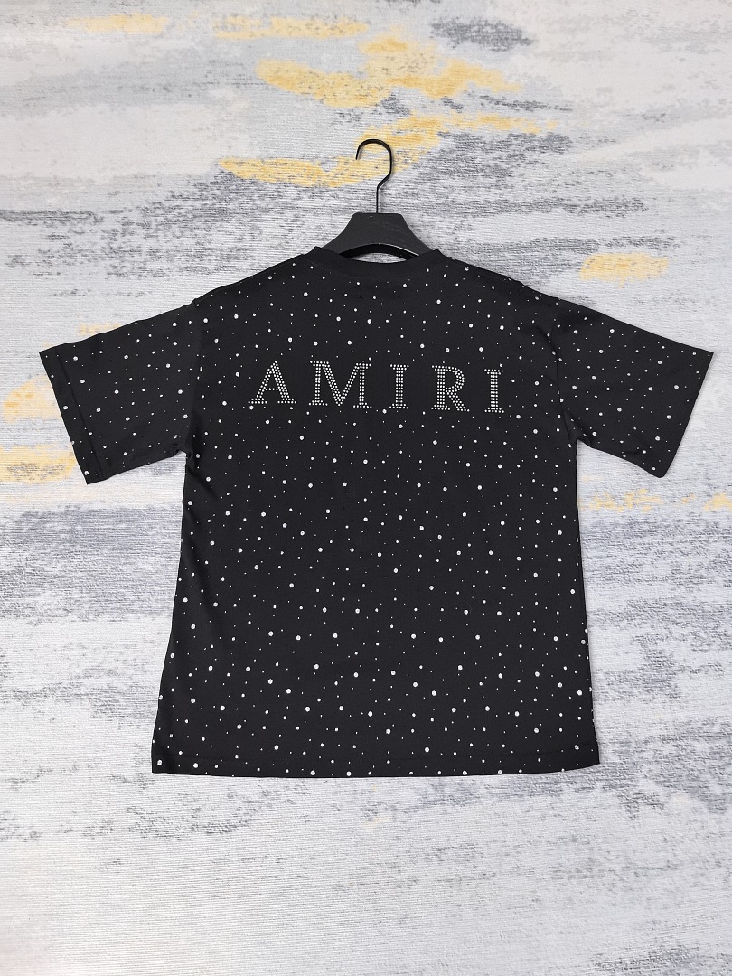 AMIRI 128 26Ss New Logo Diamond Starry Short Sleeve T Black White S M L XL 9928# - Image 26