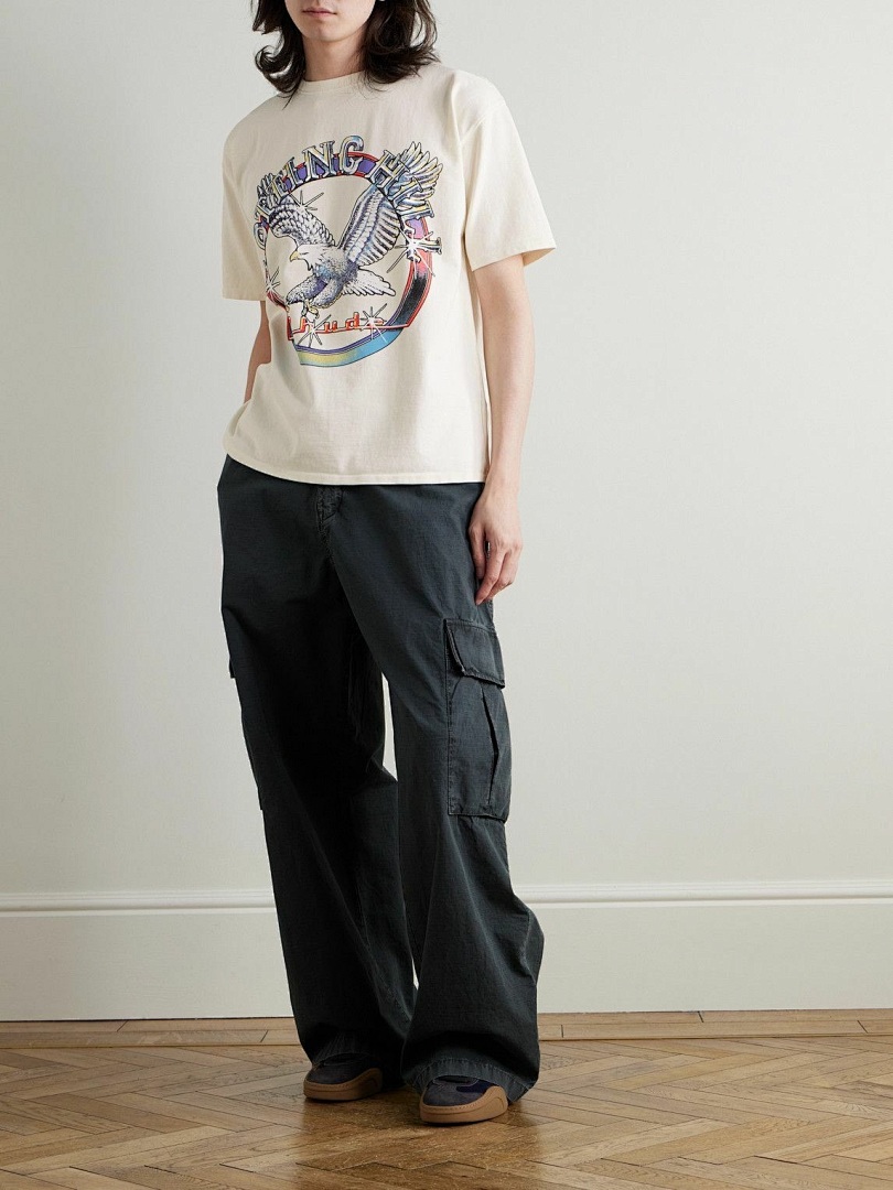 On Running ON SALE58 RHUD Notting Hill Eagle Logo-Print Cotton-Jersey Print Collar Short Sleeve T : Black Apricot S M L - Image 6