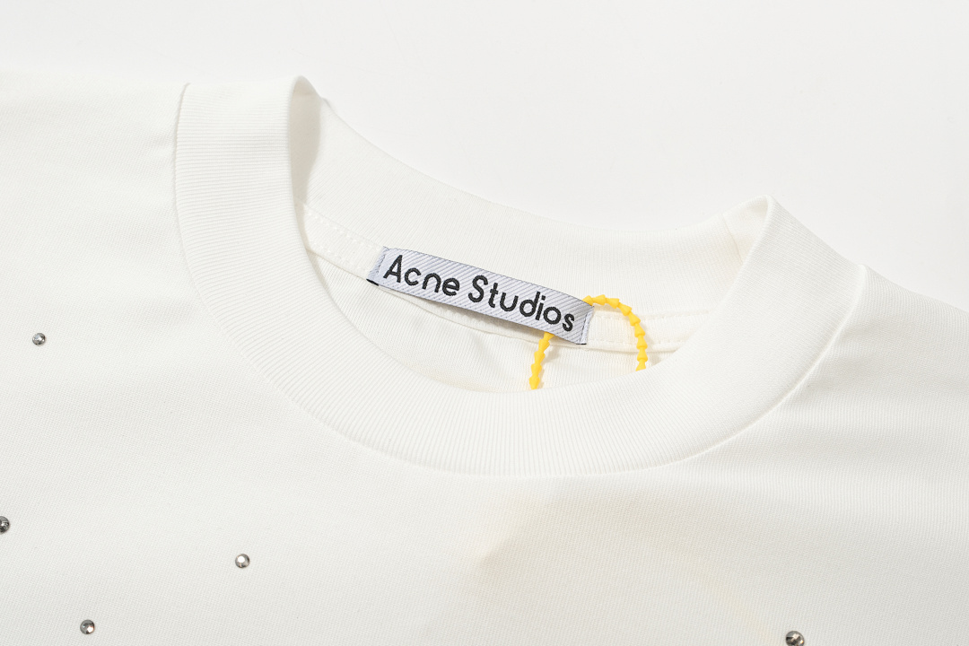 Acne Studios 148 AC LOGO Diamond Print Long Sleeve T White S-XL 3292# - Image 4