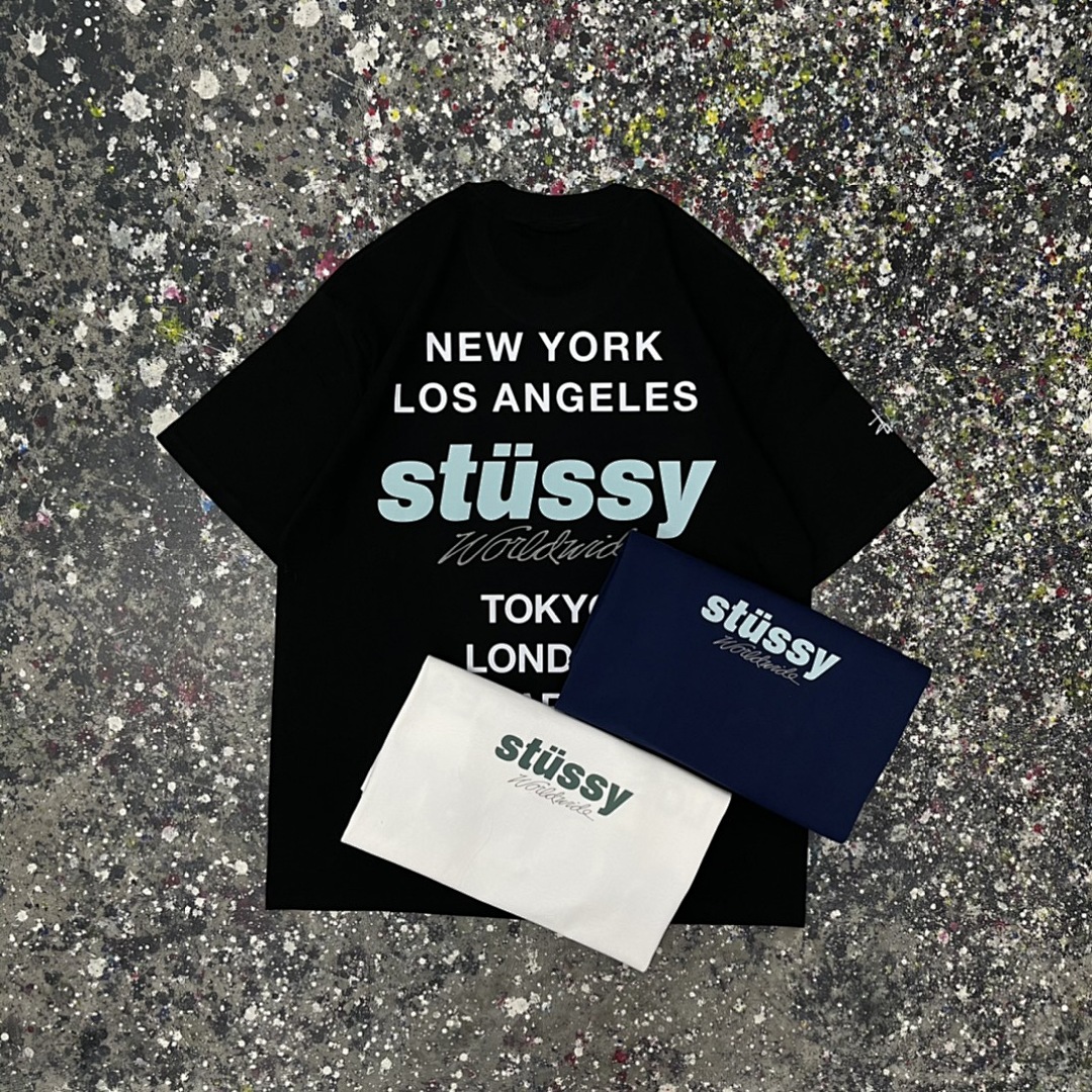 Stussy 108 Stussy City LOGO Short Sleeve T : Black White S Ｍ L XL - Image 16