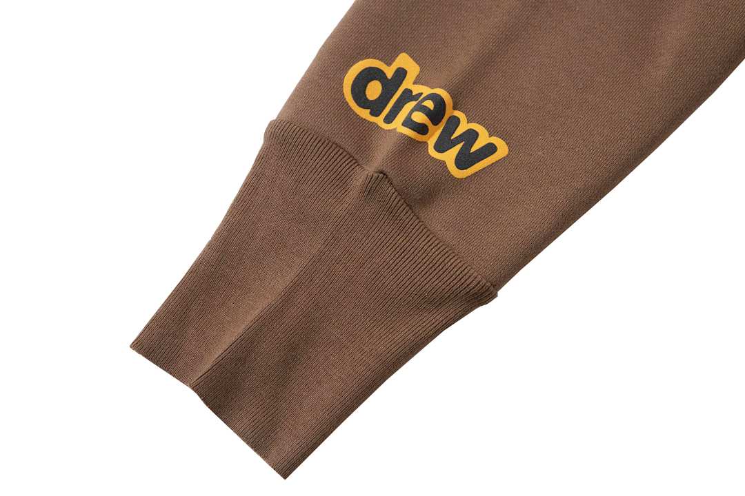 Drew House 228 Drew House SS22 New Mascot Hoodie Print Patchwork Velvet Coffee Brown S M L - Image 9