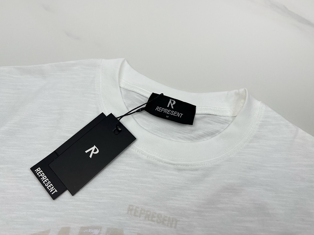 Off-White 128 REPRESENT New High Mens Womens Top Wide Short Sleeve T : S M L XL Washed Blue Off (White) - Image 18