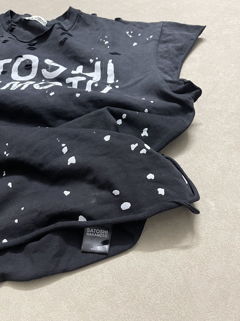 Unbranded 128 SATOSHI NAKAMOTO Luke Destroyed Ink Sleeve T : Washed Black Blue Red S M L - Image 11