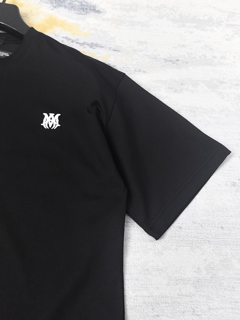 AMIRI 118 Wide Version Model Short Sleeve T Logo Embroidered High Wind Black White S M L XL 9906# - Image 25