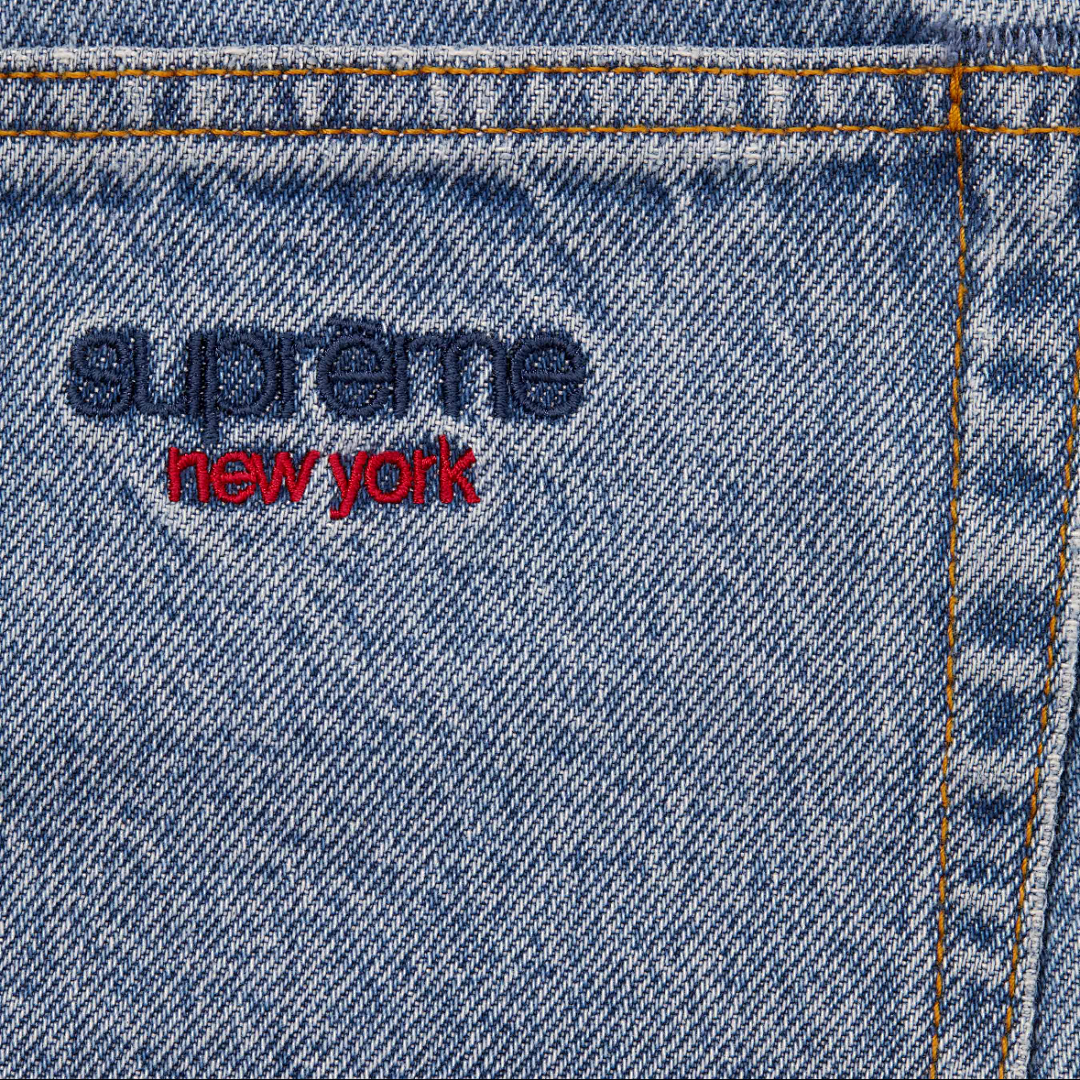 Supreme 268 25SS Baggy Denim Short Wide Single 7 Black Blue 30 32 34 36 - Image 4