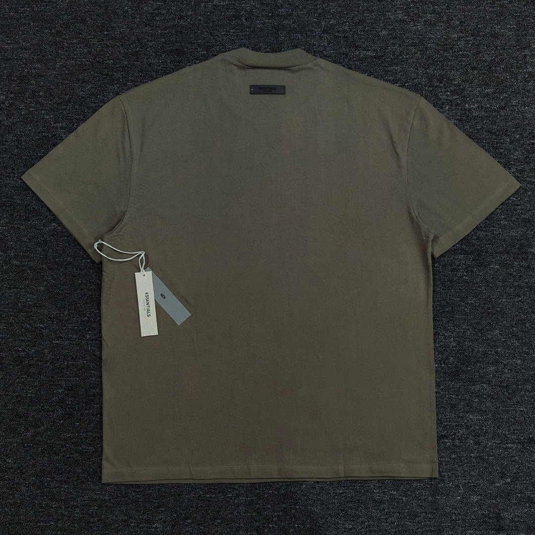 Essentials 118 Ess Double Velvet Solid Cotton Short Sleeve T Coffee Grey Black White Smoke Red XS-XL - Image 37