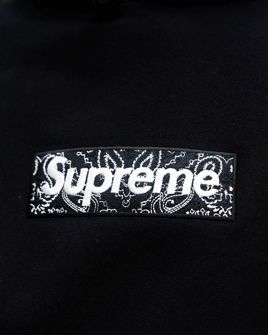 Supreme 248 Fruit Floral Embroidered Label SUP Bandana Box Logo Hooded Sweatshirt BOXLOGO Velvet Black Grey Red Pink Sky Blue S-XL S303# - Image 57