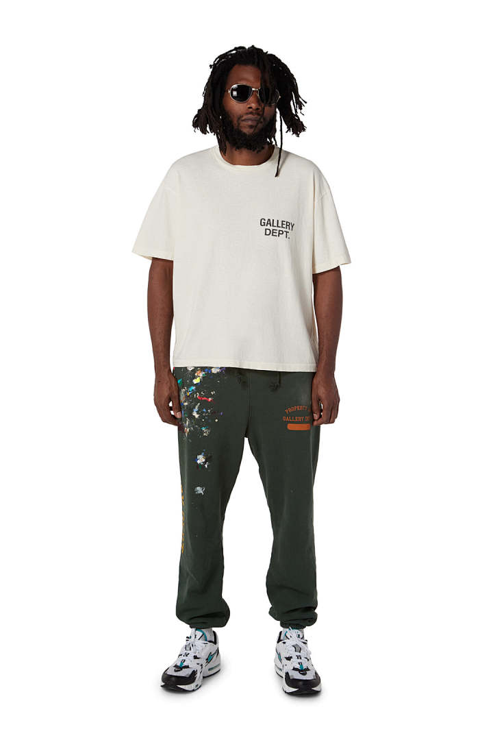 Gallery Dept 98 Gallery Dept. Classic Souvenir Tee LOGO Print Collar Short Sleeve T Black Grey White Cream Apricot Sky Blue Fruit Green Dark S M L - Image 15