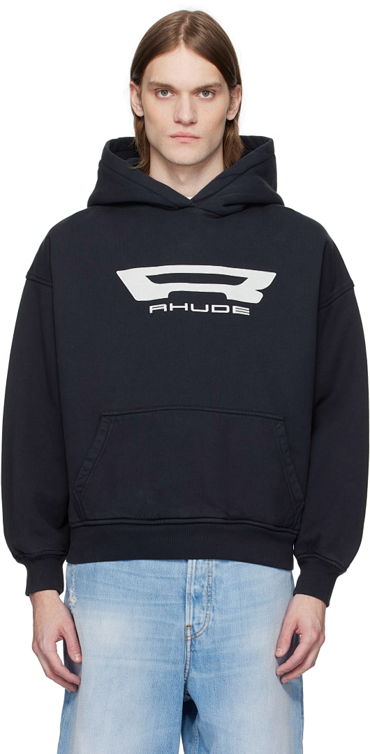 On Running ON SALE138 Rhude Black Campione Hoodie Big R Washed Print Short Wide Boxy : S M L - Image 18